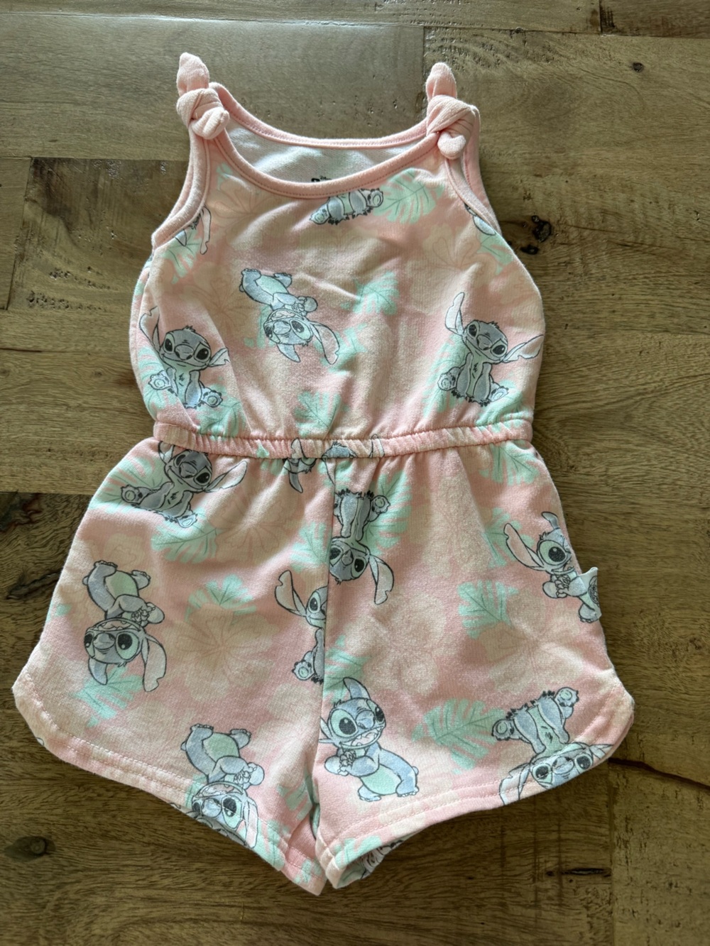 Disney Lilo & Stitch graphic pink floral summer vacation romper sz 2T
